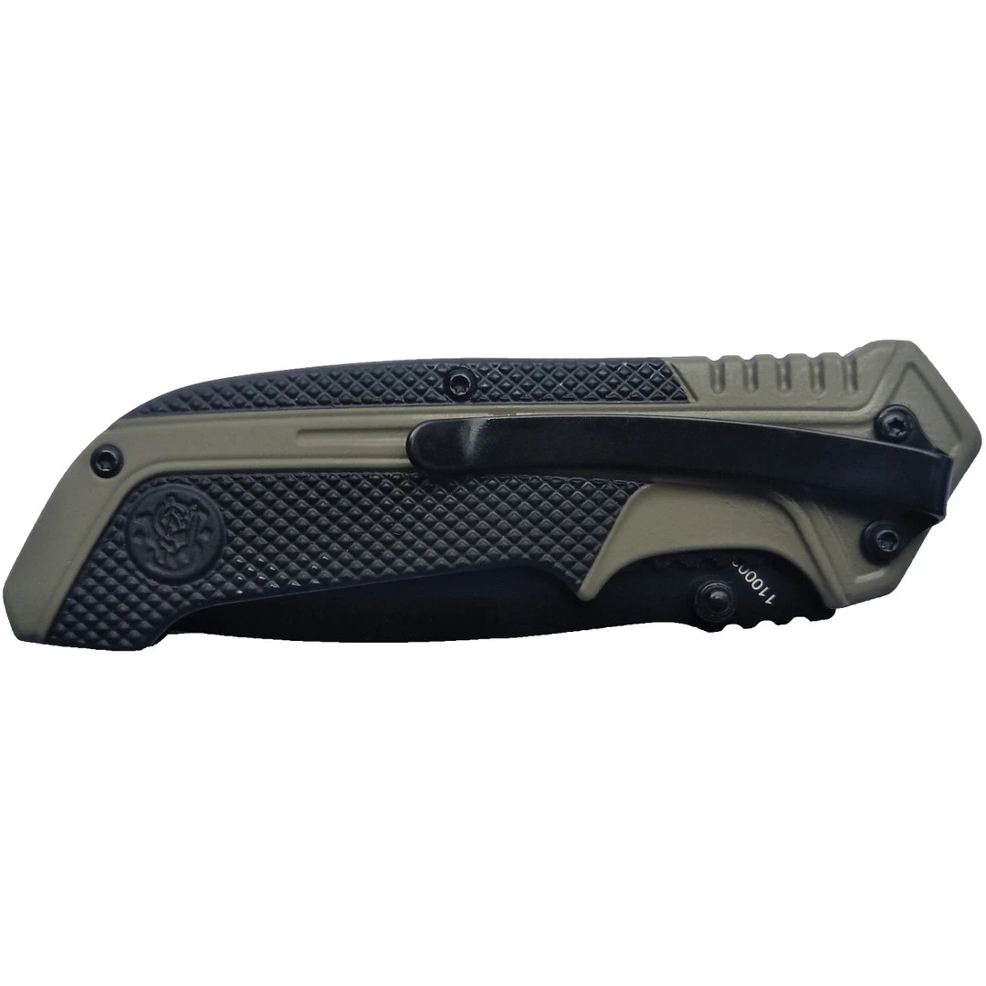 Smith & Wesson OD Green Spring Assist Knife, Black Combo Blade 4 Smith & Wesson OD Green Spring Assist Knife, Black Combo Blade - Image 2