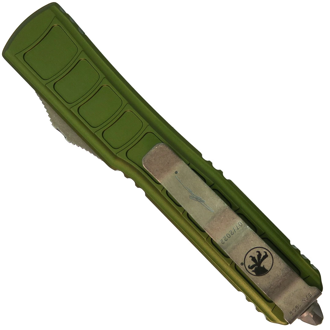 Microtech Signature Series OD Green Ultratech II OTF Knife, Apocalypse Bronze Blade 4 Microtech Signature Series OD Green Ultratech II OTF Knife, Apocalypse Bronze Blade - Image 2