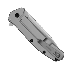 Kershaw Stainless Steel Outcome Assisted Flipper Knife, Stonewashed Drop Point Blade -Knife Shop 2044 back closed web 15542.1676559409