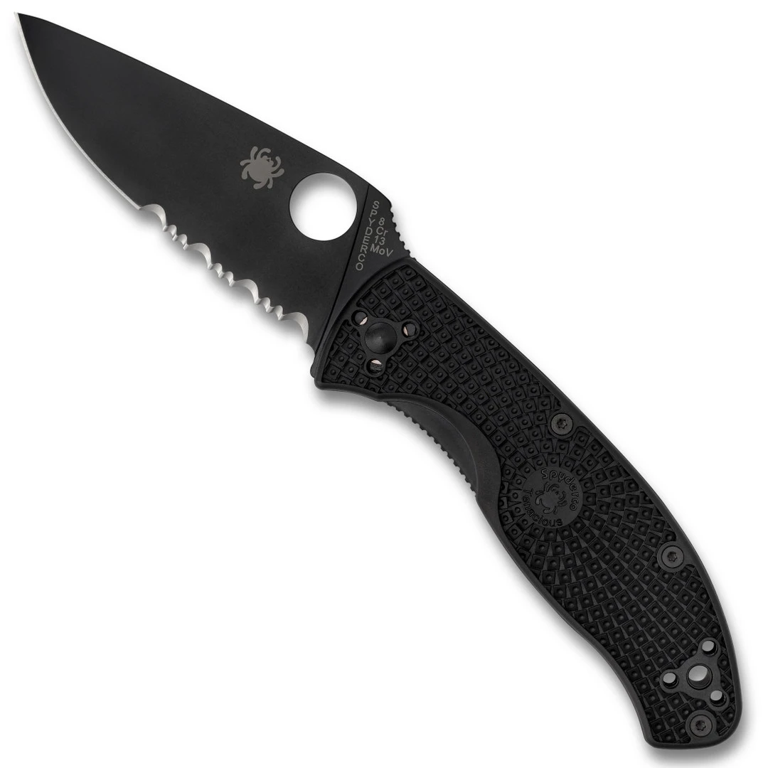 Spyderco Tenacious Lightweight Folder Knife, Black Combo Blade 3 Spyderco Tenacious Lightweight Folder Knife, Black Combo Blade