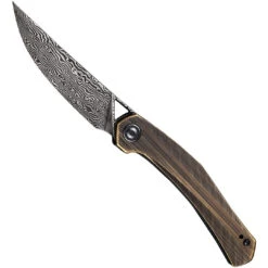 CIVIVI Hand Rubbed Brass Lazar Front Flipper, Damascus Blade