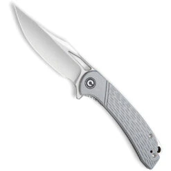 CIVIVI Gray Dogma Flipper Knife, Satin D2 Clip Point Blade