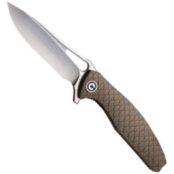 CIVIVI Tan Wyvern Flipper Knife, Satin D2 Blade