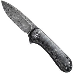 CIVIVI Silver Shred Carbon Fiber Elementum Flipper Knife, Damascus Blade