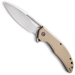 CIVIVI Tan Vexer Flipper Knife, Satin D2 Blade