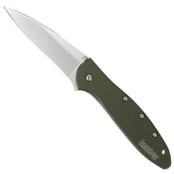 Kershaw Olive Drab Leek Spring Assist Knife, Plain Blade, 1660OL