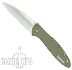 Kershaw Olive Drab Leek Spring Assist Knife, Plain Blade, 1660OL -Knife Shop KS1660OL 4 70003.1533222120