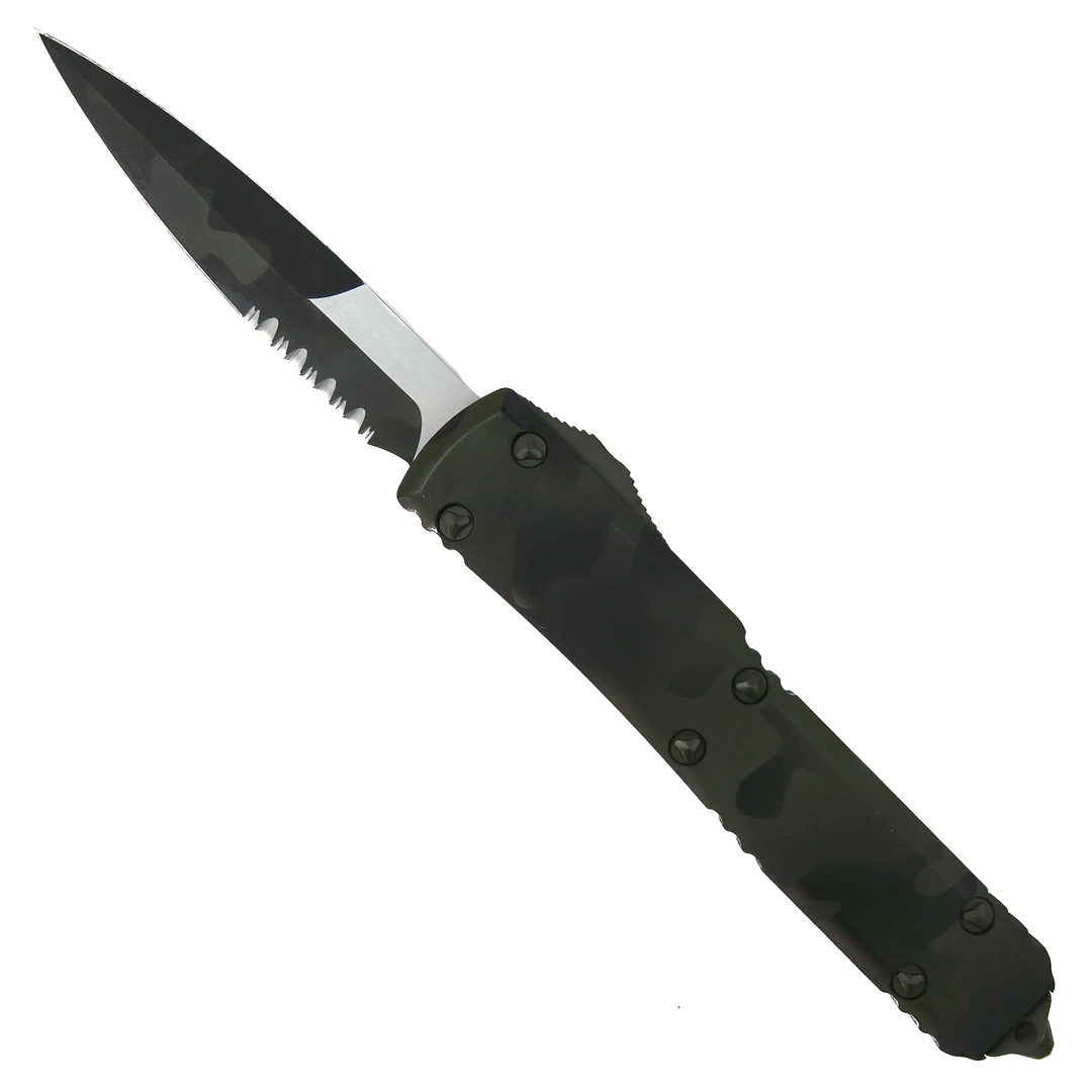 Microtech Signature Series Olive Camo Ultratech OTF Auto Knife, Part Serrated Bayonet 3 Microtech Signature Series Olive Camo Ultratech OTF Auto Knife, Part Serrated Bayonet