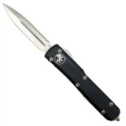 Microtech 122-6 Contoured Ultratech D/E OTF Auto Knife, Full Serrated Satin Blade
