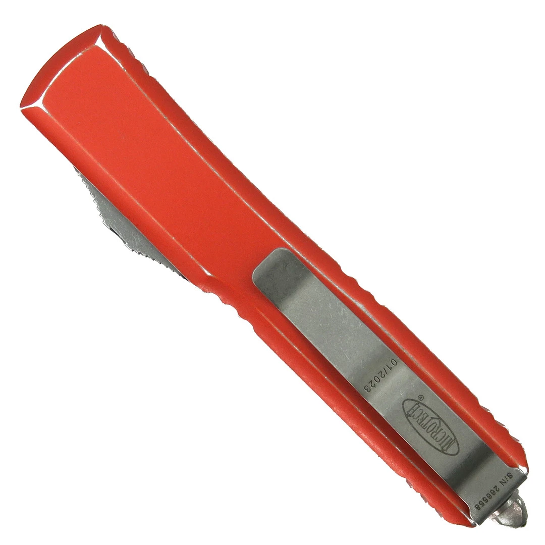 Microtech Distressed Orange Ultratech OTF Auto Knife, Tanto Apocalyptic Blade 4 Microtech Distressed Orange Ultratech OTF Auto Knife, Tanto Apocalyptic Blade - Image 2