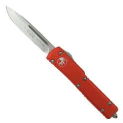 Microtech Orange UTX70 OTF Knife, Stonewash Plain Blade