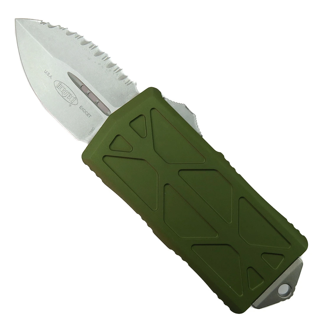 Microtech OD Green Exocet OTF Auto Knife, Fully Serrated Dagger Blade 3 Microtech OD Green Exocet OTF Auto Knife, Fully Serrated Dagger Blade