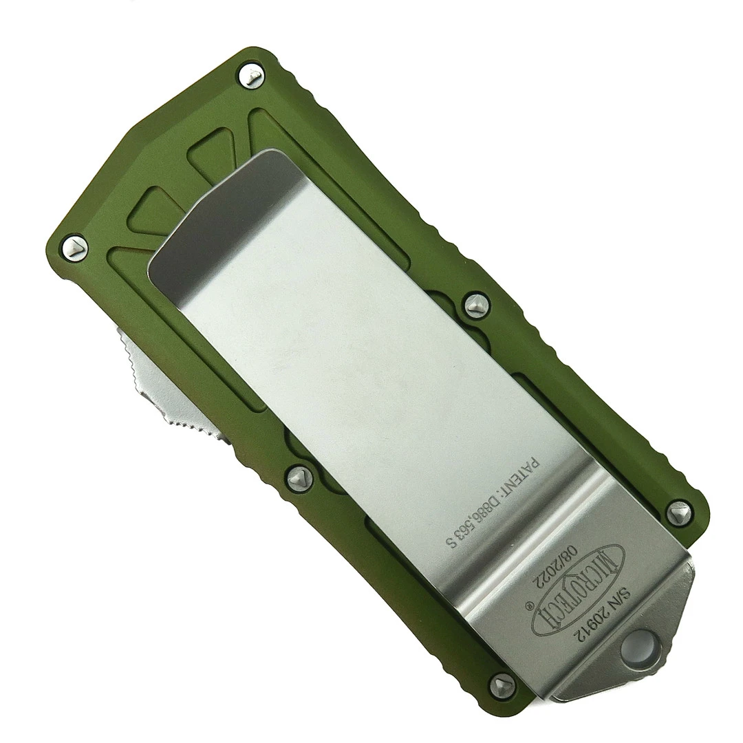 Microtech OD Green Exocet OTF Auto Knife, Fully Serrated Dagger Blade 4 Microtech OD Green Exocet OTF Auto Knife, Fully Serrated Dagger Blade - Image 2