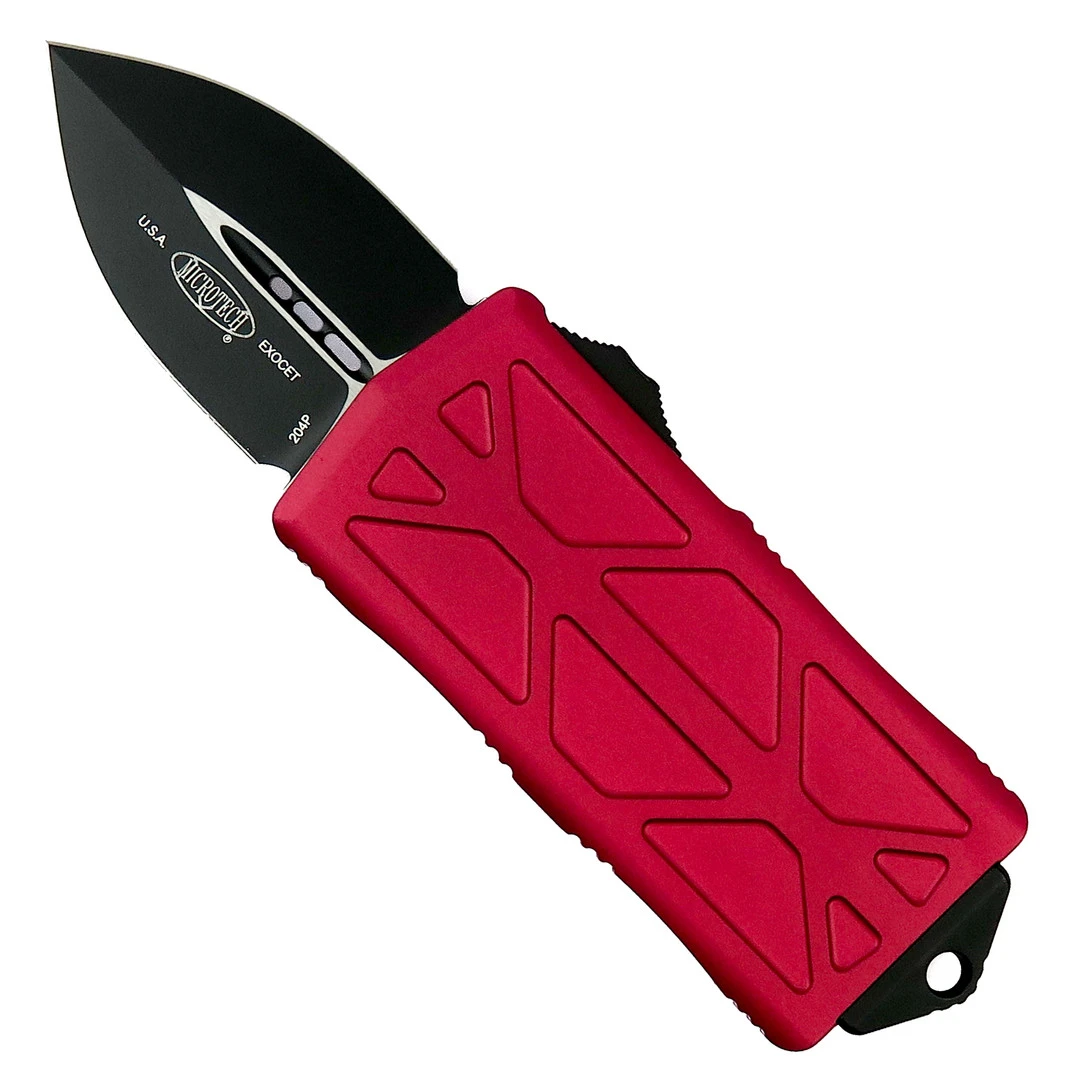 Microtech Red Exocet OTF Auto Knife, Black Blade 3 Microtech Red Exocet OTF Auto Knife, Black Blade