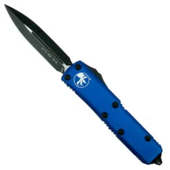 Microtech Blue UTX-85 Dagger OTF Auto Knife, Black Blade