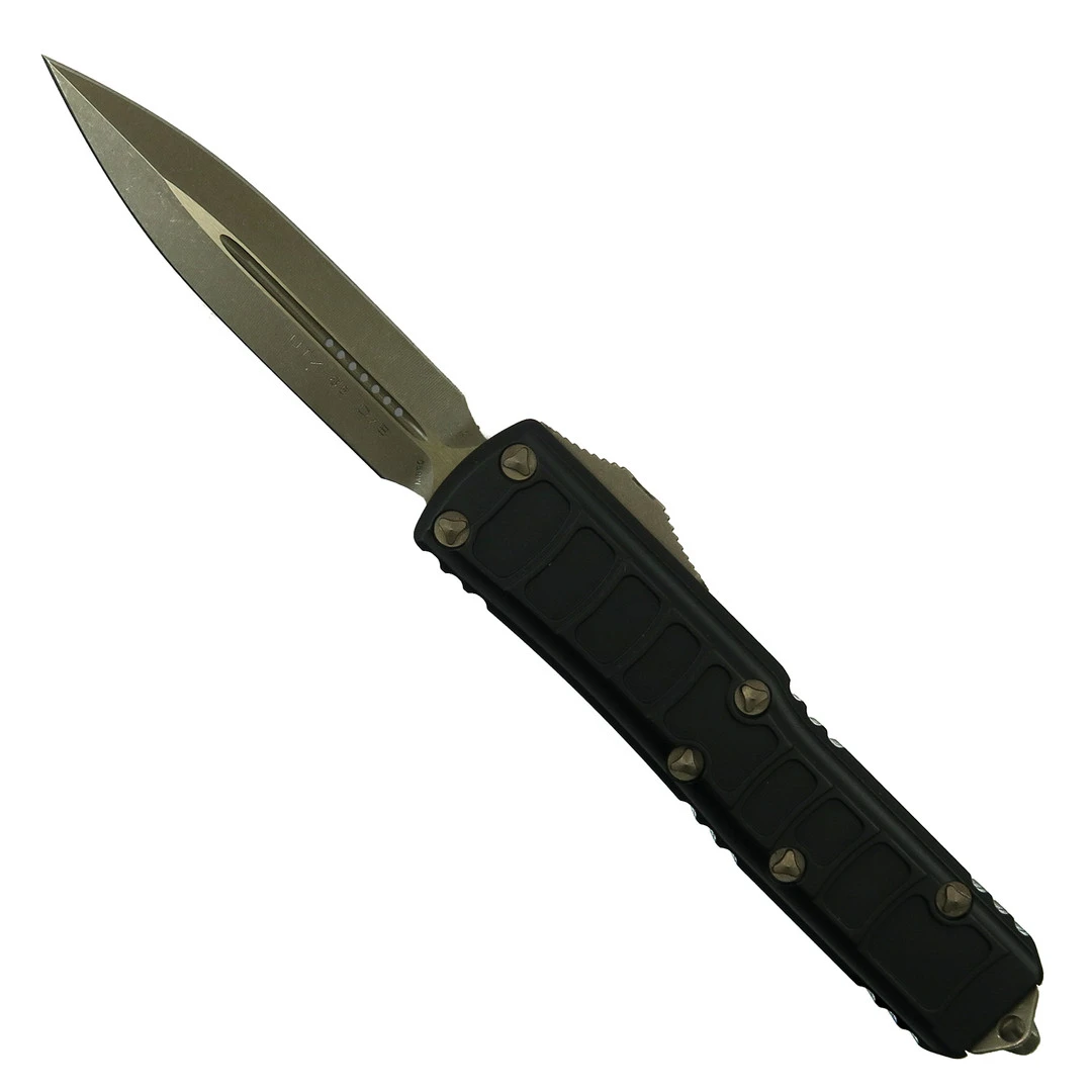Microtech Signature Series UTX-85 OTF II Auto Knife, Apocalyptic Bronze Dagger Blade 3 Microtech Signature Series UTX-85 OTF II Auto Knife, Apocalyptic Bronze Dagger Blade