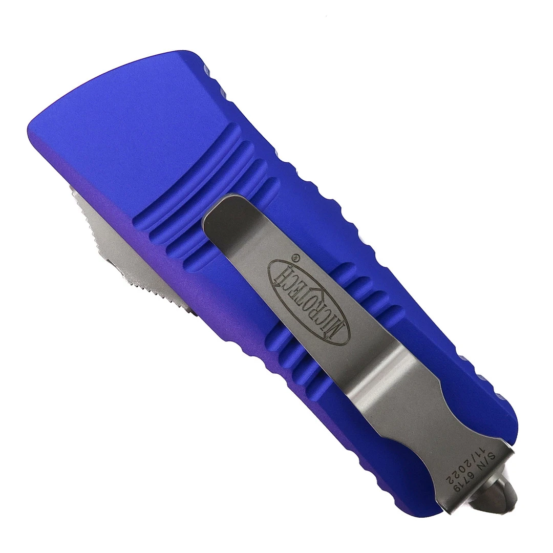 Microtech Purple Mini Troodon OTF Auto Knife, Tanto Stonewash Blade 4 Microtech Purple Mini Troodon OTF Auto Knife, Tanto Stonewash Blade - Image 2