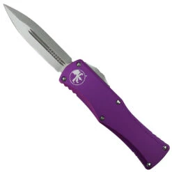 Microtech Violet Hera OTF Knife, Stonewash Dagger Blade