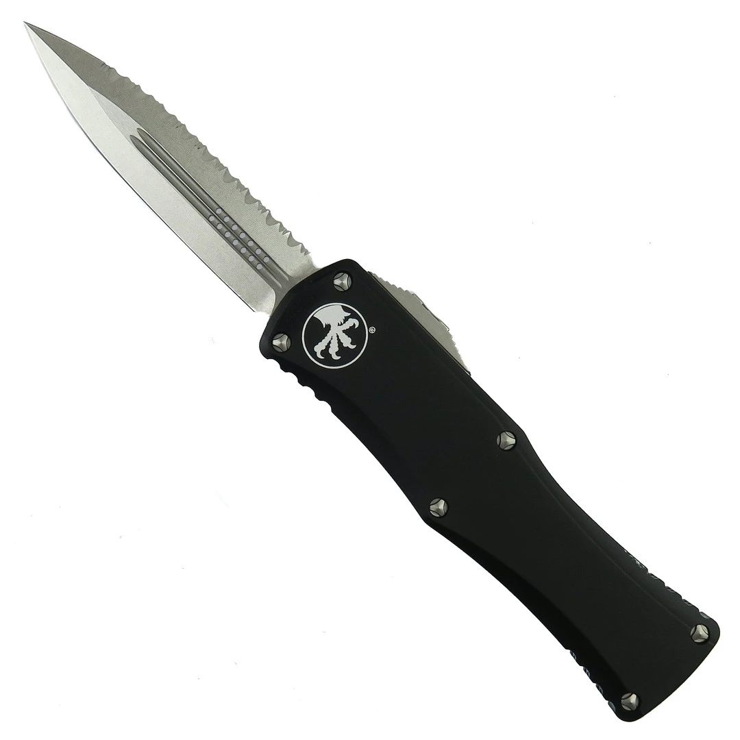 Microtech Hera OTF Knife, Stonewash Fully Serrated Dagger Blade 3 Microtech Hera OTF Knife, Stonewash Fully Serrated Dagger Blade