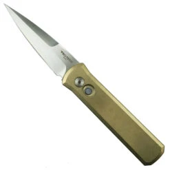 Pro-Tech 7110 Bronze Aluminum Godson Auto Knife, Satin Blade