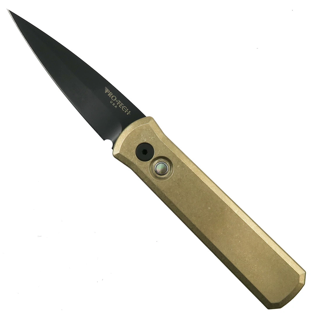 Pro-Tech 7112 Bronze Aluminum Godson Auto Knife, Black Blade 3 Pro-Tech 7112 Bronze Aluminum Godson Auto Knife, Black Blade
