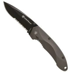 Smith & Wesson 6000BS Assist Knife, Black Clip Point Combo Blade