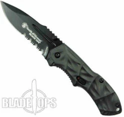 Smith & Wesson Small Black Ops Spring Assist Knife, Drop Point Combo Blade -Knife Shop SWBLOP3SMS 4 07147.1533222052